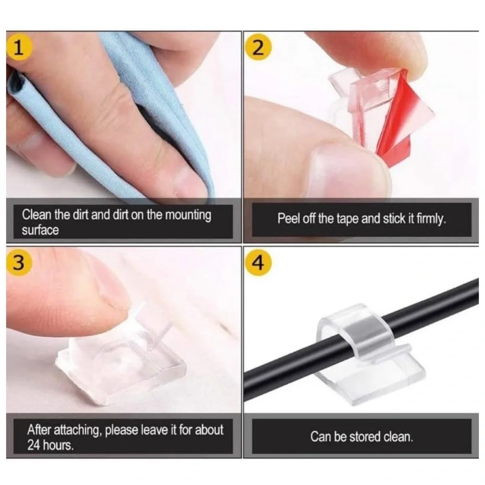 💞 New Pack of 3 White Adhesive Cord & Cable Organizer Clips for Home